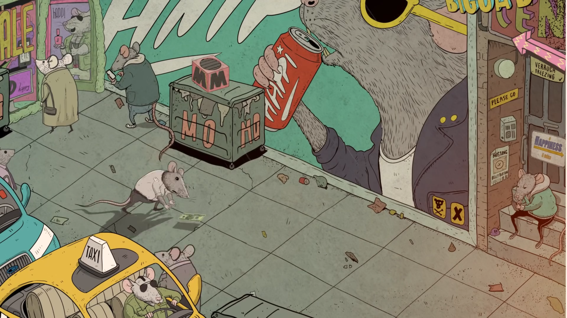 钞票被风刮走，追逐钞票