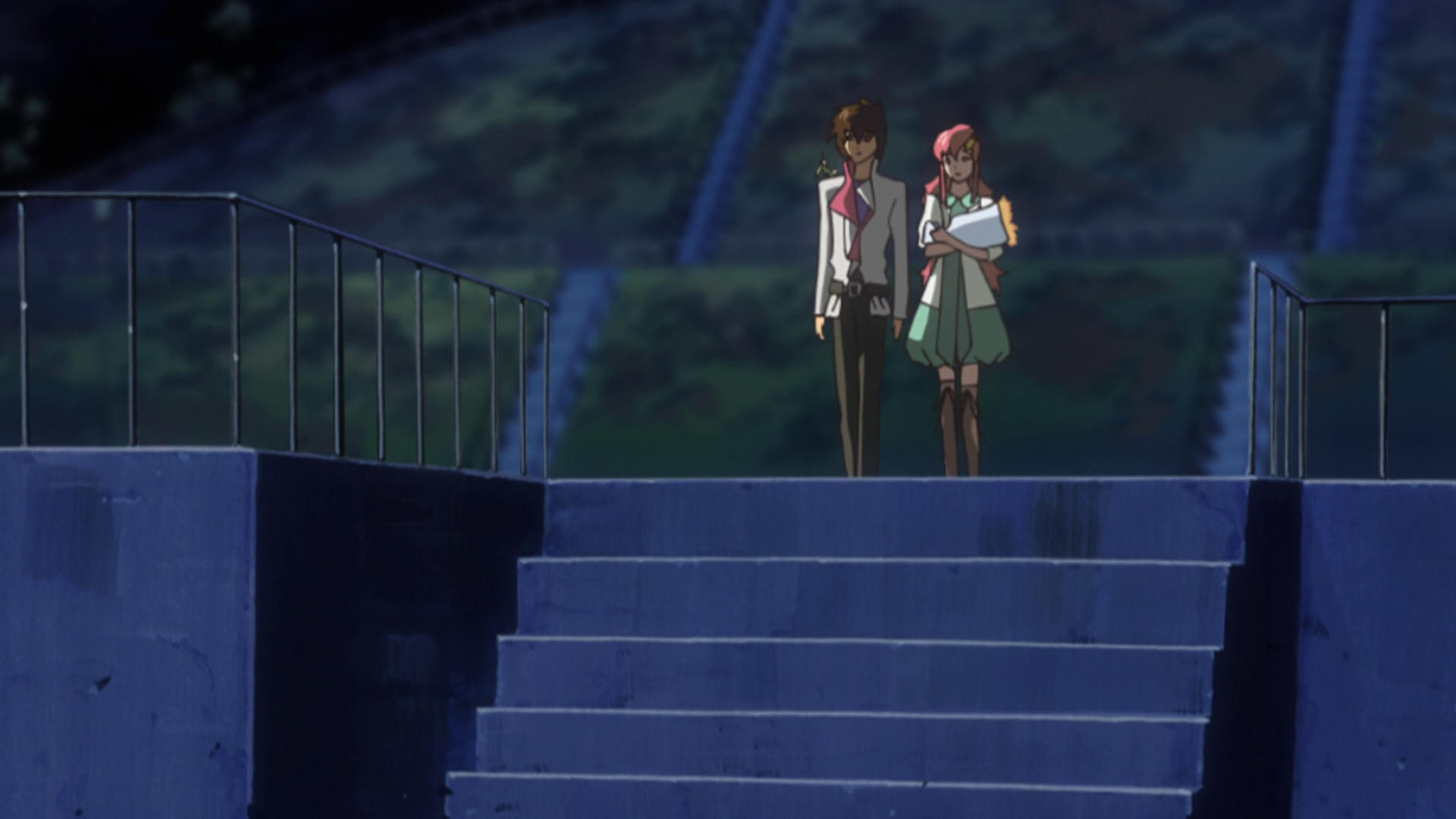 机动战士高达 SEED Destiny EP50 基拉和拉克丝战后给纪念碑献花时的穿着